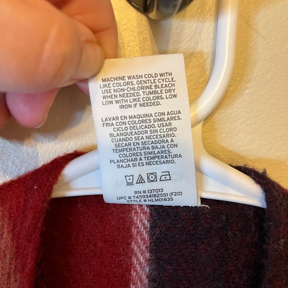 Woolrich Poncho Size OS  Tartan Plaid Blanket Shawl Red Blue EUC - Picture 5 of 6